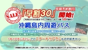 沖縄周遊バスに早期予約割引『早期30』が登場！ご利用の30日前までのご予約は、お一人様500円割引！